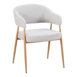 Armchair Filonda pakoworld grey fabric with metal natural color leg 47x58x79cm