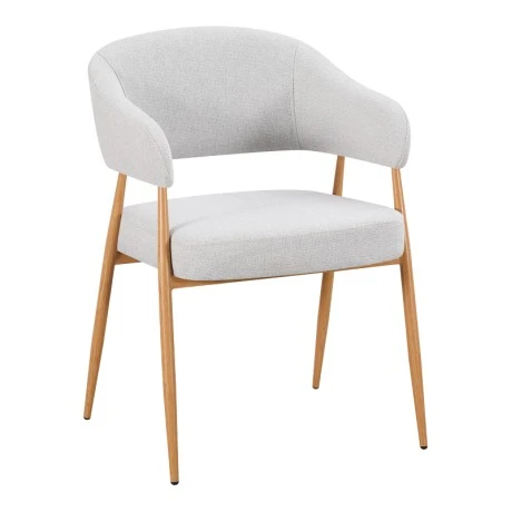 Armchair Filonda pakoworld grey fabric with metal natural color leg 47x58x79cm