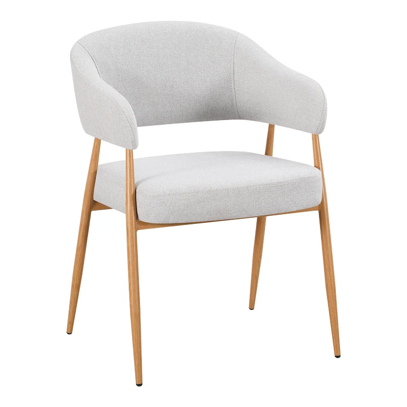 Armchair Filonda pakoworld grey fabric with metal natural color leg 47x58x79cm