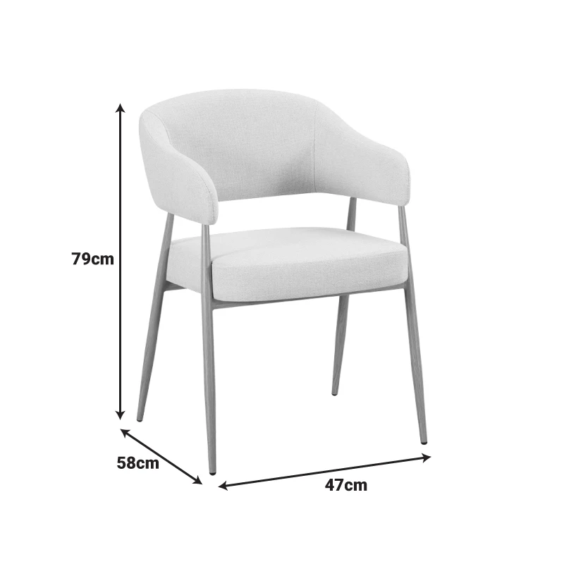 Armchair Filonda pakoworld grey fabric with metal natural color leg 47x58x79cm