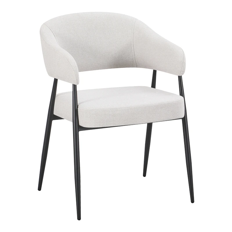 Armchair Filonda pakoworld ivory fabric with black metal leg 47x58x79cm