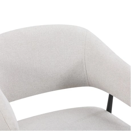 Armchair Filonda pakoworld ivory fabric with black metal leg 47x58x79cm