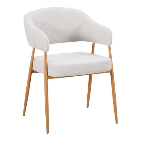Armchair Filonda pakoworld ivory fabric with metal natural color leg 47x58x79cm