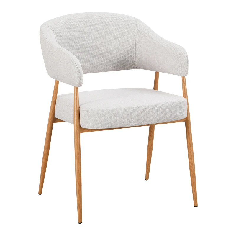 Armchair Filonda pakoworld ivory fabric with metal natural color leg 47x58x79cm