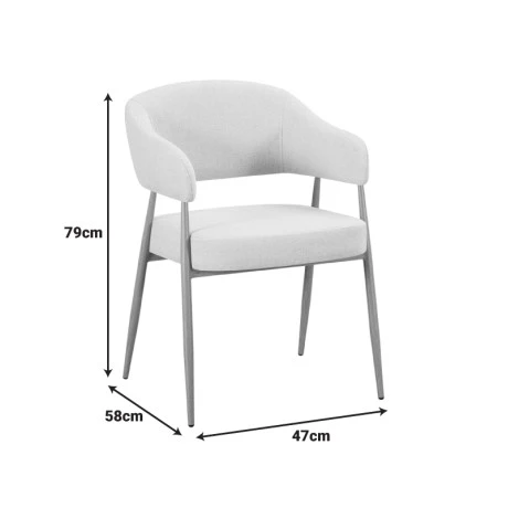 Armchair Filonda pakoworld ivory fabric with metal natural color leg 47x58x79cm