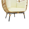 Armchair Frox pakoworld wicker rattan natural-metal natural-black legs-beige cushion 96x76x145cm