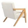 Armchair Garifa pakoworld white fabric and legs in natural color 79x75x75cm