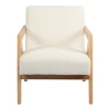 Armchair Garifa pakoworld white fabric and legs in natural color 79x75x75cm