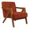 Armchair Garifa pakoworld terracotta fabric and legs in walnut color 79x75x75cm