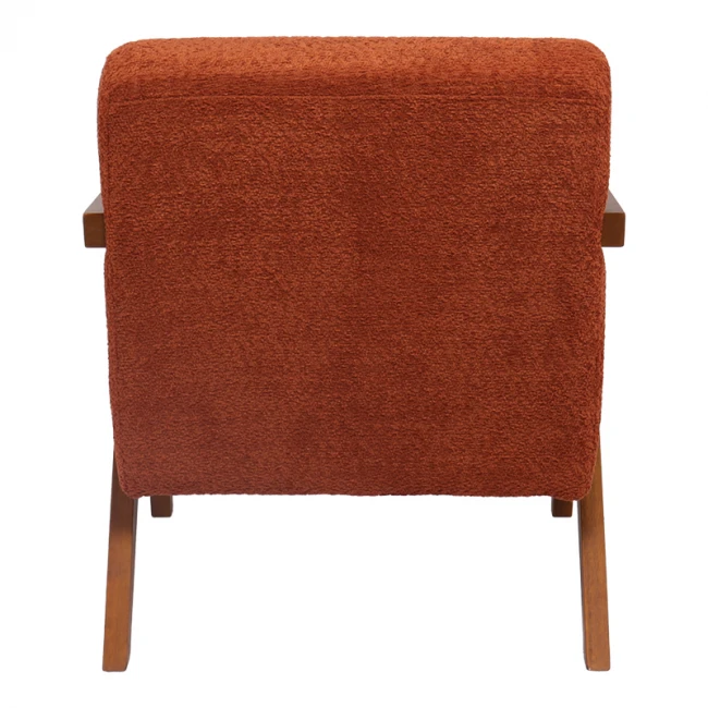 Armchair Garifa pakoworld terracotta fabric and legs in walnut color 79x75x75cm
