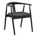 Gernine armchair pakoworld black solid beech wood with rope 56x49x73cm