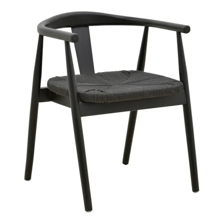 Gernine armchair pakoworld black solid beech wood with rope 56x49x73cm