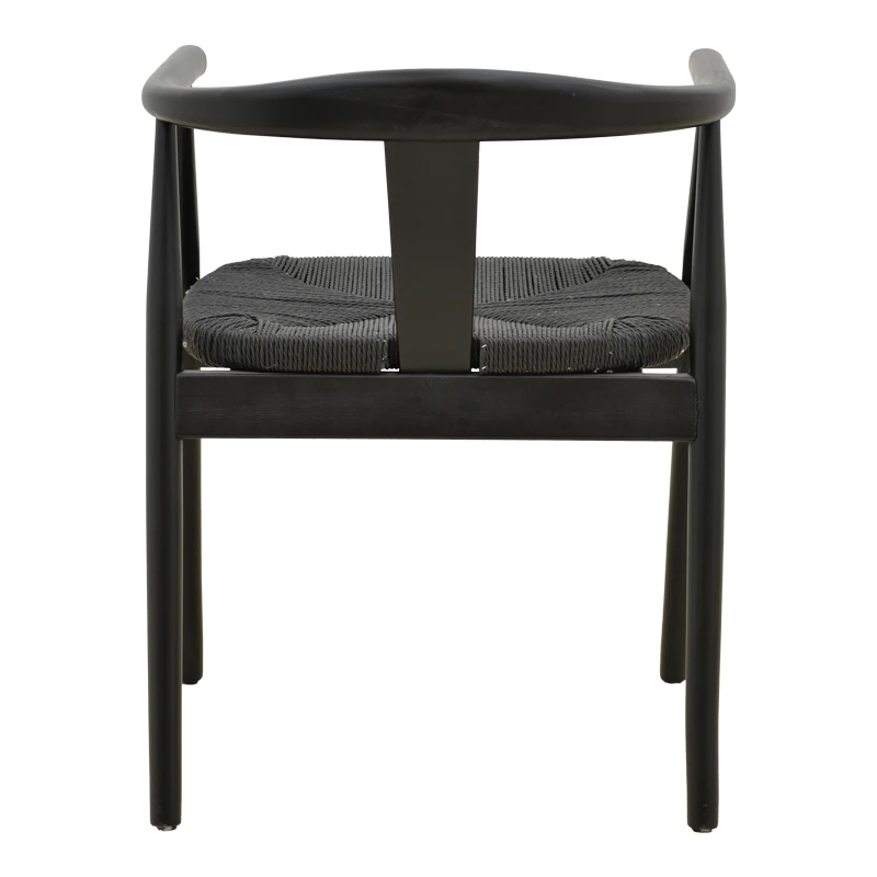 Gernine armchair pakoworld black solid beech wood with rope 56x49x73cm
