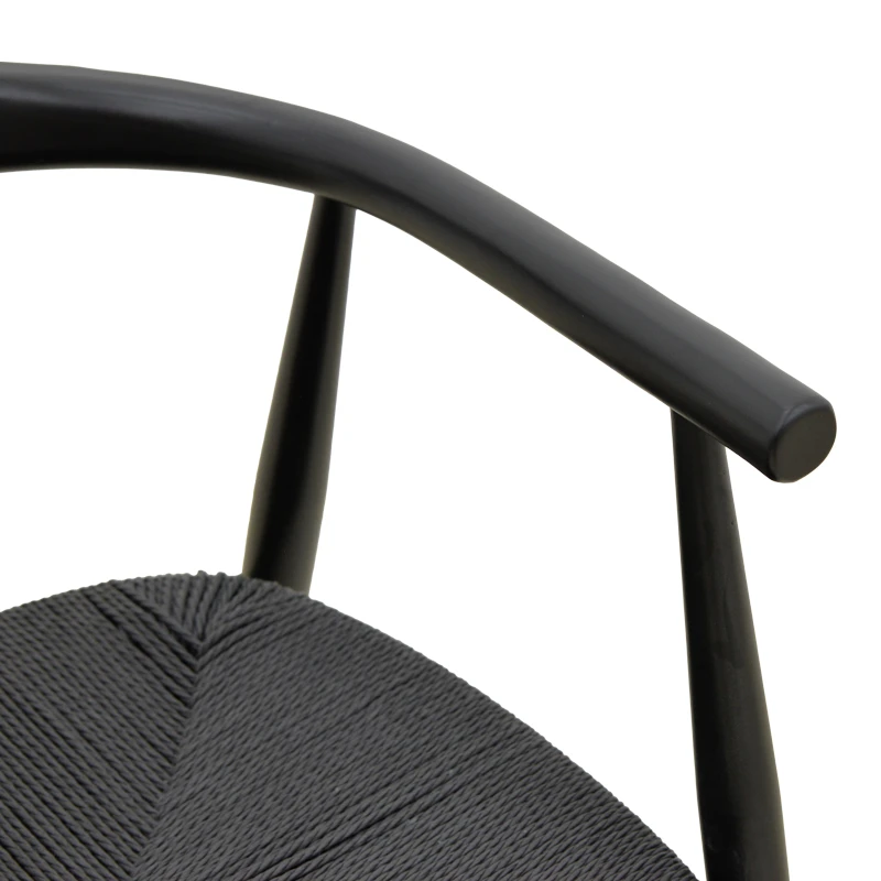 Gernine armchair pakoworld black solid beech wood with rope 56x49x73cm
