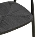 Gernine armchair pakoworld black solid beech wood with rope 56x49x73cm