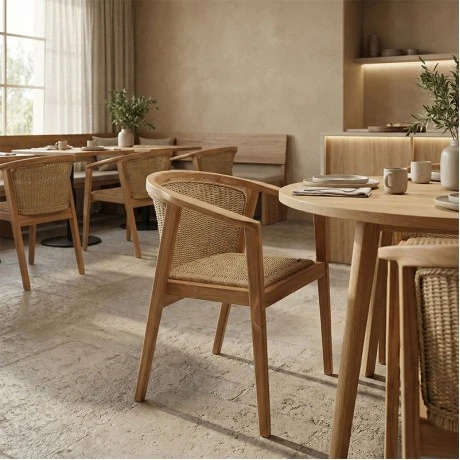 Granny armchair pakoworld teak wood and synthetic rope in natural color 60x60x82cm