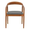 Πολυθρόνα Hogie pakoworld rubberwood καρυδί- μαύρο pu μαξιλάρι 61x60x76εκ