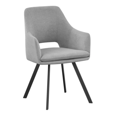 Initiate armchair pakoworld grey fabric-black metal leg 56x58x85cm