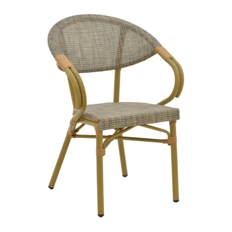 Αrmchair Isaia pakoworld natural aluminum-textilene grey 57x57x83cm