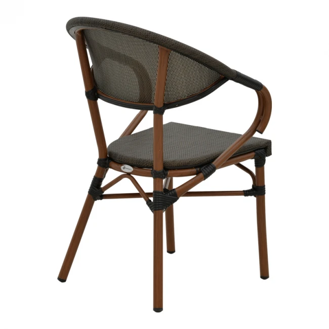 Armchair Isaia pakoworld dark brown aluminum-textilene black 57x57x83cm