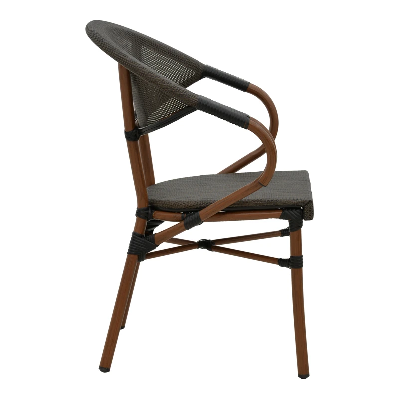 Armchair Isaia pakoworld dark brown aluminum-textilene black 57x57x83cm