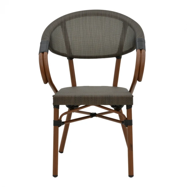 Armchair Isaia pakoworld dark brown aluminum-textilene black 57x57x83cm