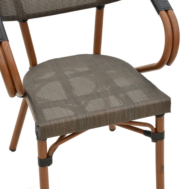 Armchair Isaia pakoworld dark brown aluminum-textilene black 57x57x83cm