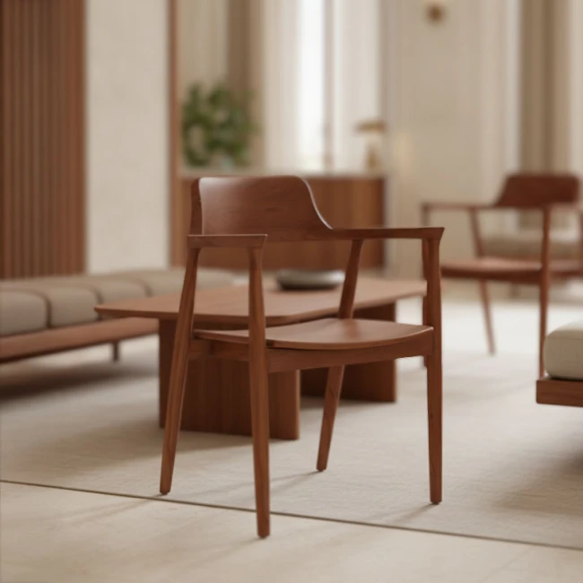 Πολυθρόνα Jambene pakoworld teak ξύλο σε καρυδί απόχρωση 57x54x79εκ