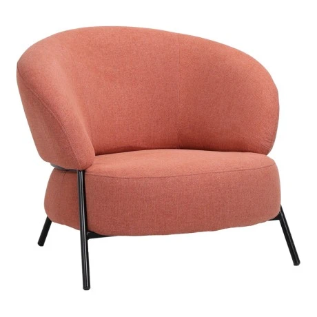 Armchair Jennie pakoworld terracota fabric with black metal legs 84x84x71.5cm