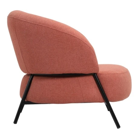 Armchair Jennie pakoworld terracota fabric with black metal legs 84x84x71.5cm