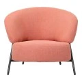 Armchair Jennie pakoworld terracota fabric with black metal legs 84x84x71.5cm