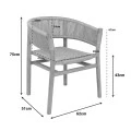 Kajone armchair pakoworld teak wood skeleton in natural shade and cream pe rope 62x55x75cm