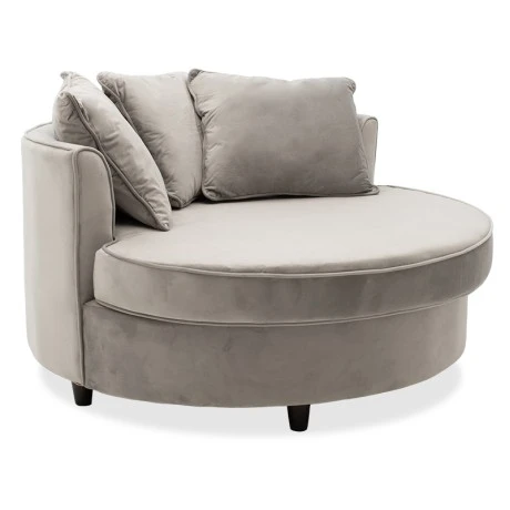 Armchair-sofa pakoworld sofa round in grey velvet 123x120x85cm