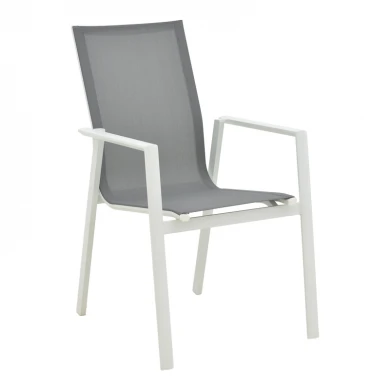 Garden armchair Dashiell  pakoworld metal white textilene light grey 57x71x93cm