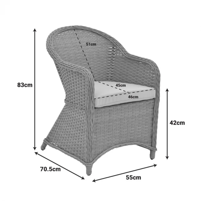 Garden armchair Hadrian pakoworld rattan brown-textilene beige 57x70x85cm
