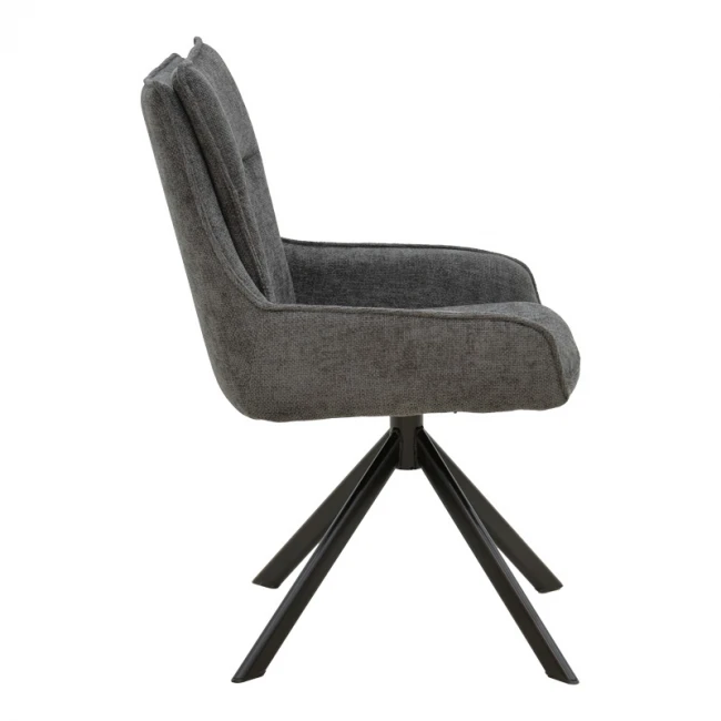 Armchair Konelian pakoworld dark grey farbric with black color metal leg 54x63x88cm