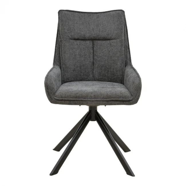 Armchair Konelian pakoworld dark grey farbric with black color metal leg 54x63x88cm