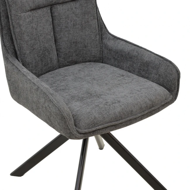 Armchair Konelian pakoworld dark grey farbric with black color metal leg 54x63x88cm