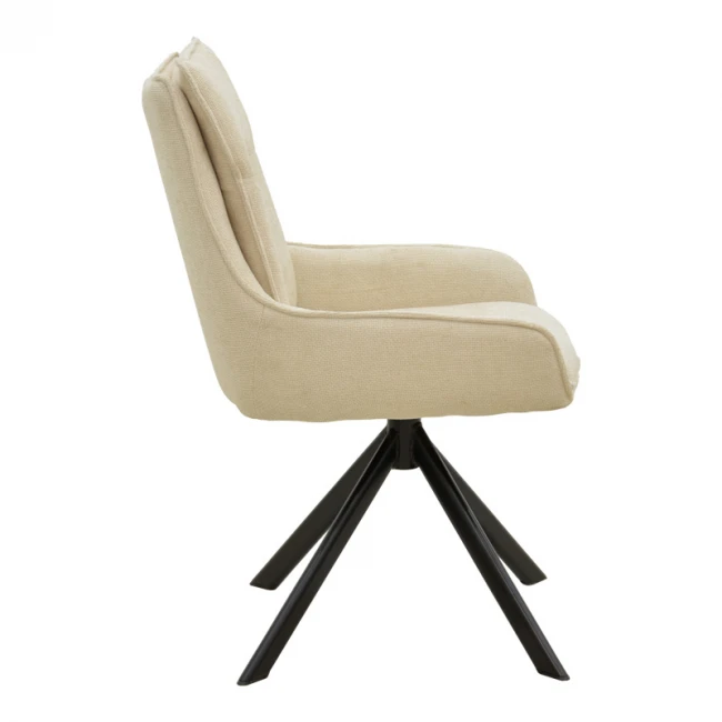 Rotatable armchair Konelian pakoworld beige farbric with black color metal leg 54x63x88cm