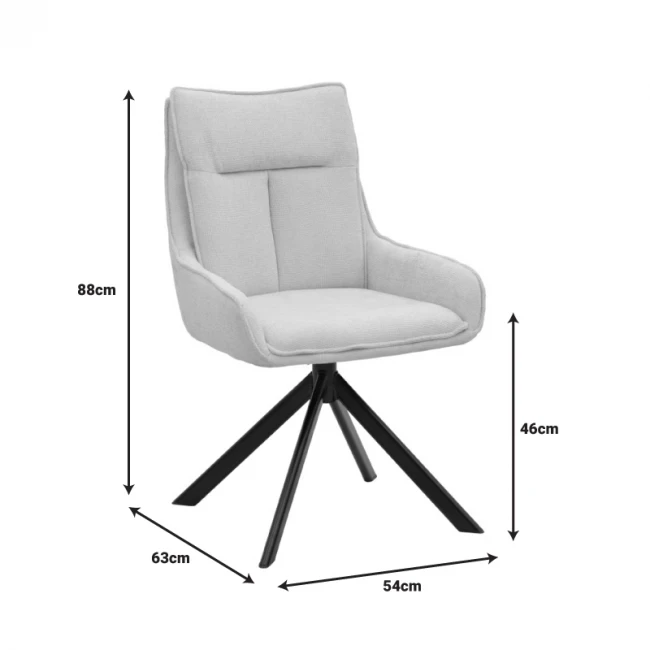 Rotatable armchair Konelian pakoworld beige farbric with black color metal leg 54x63x88cm