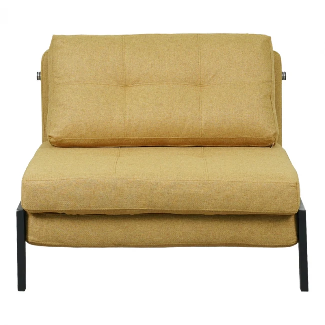 Πολυθρόνα-κρεβάτι Fancy pakoworld ύφασμα σε κίτρινη απόχρωση με μαύρο πόδι 95x98x70εκ