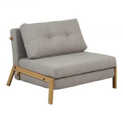 Πολυθρόνα-κρεβάτι Fancy pakoworld ύφασμα σε μπεζ απόχρωση με φυσικό πόδι 95x98x70εκ