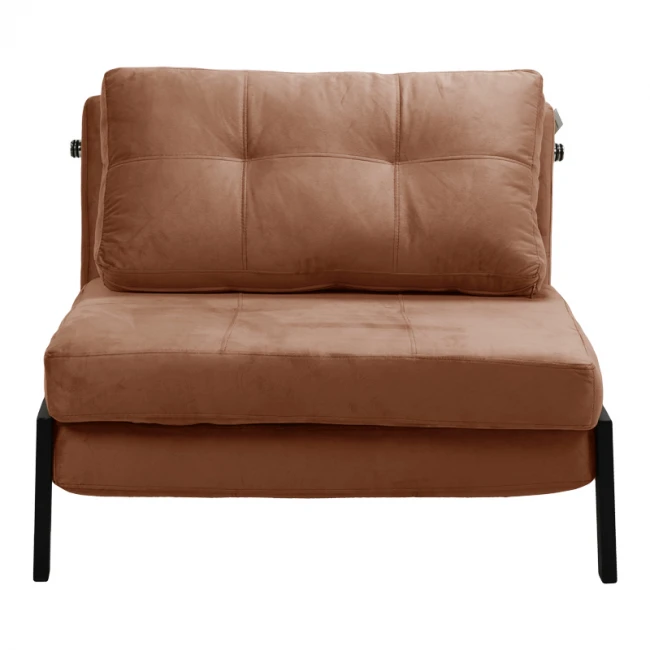 Πολυθρόνα-κρεβάτι Fancy pakoworld βελούδο σε σάπιο μήλο απόχρωση και πόδι μαύρο μέταλλο 95x98x70εκ