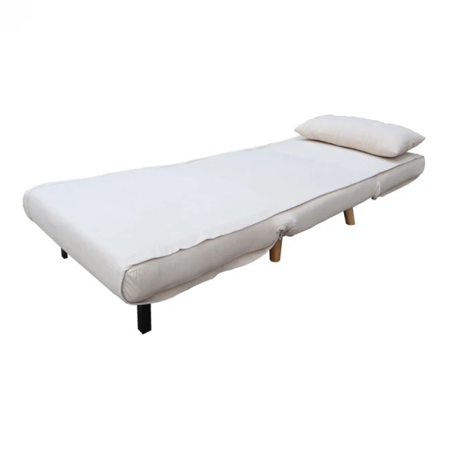 Armchair-bed Josuane pakoworld cream velvet and wooden leg in natural shade 78x80x81cm