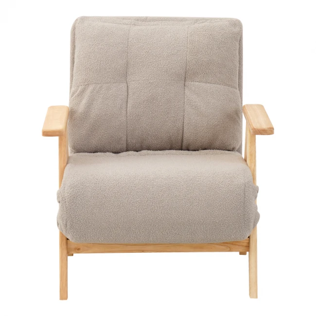 Armchair-Bed Restyl pakoworld rubberwood- fabric in cream shade 75x60x93cm
