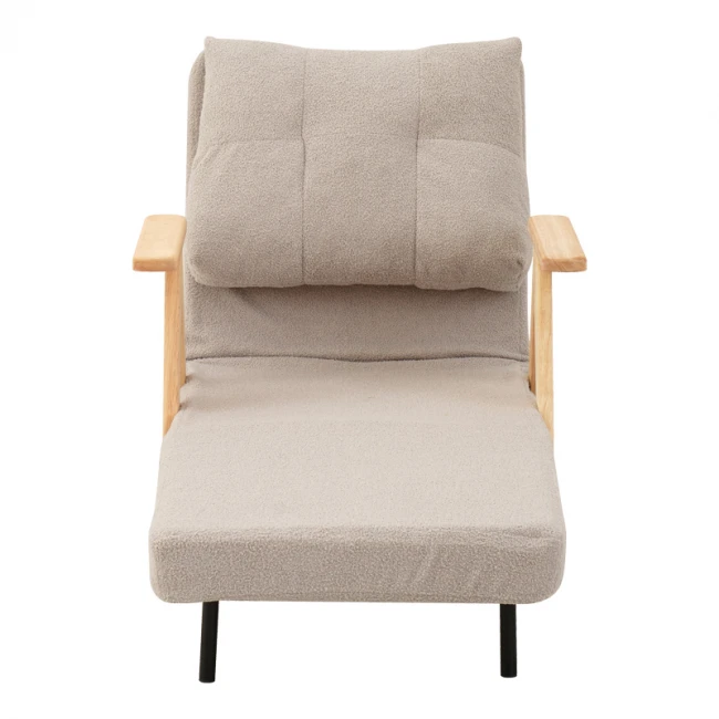 Armchair-Bed Restyl pakoworld rubberwood- fabric in cream shade 75x60x93cm