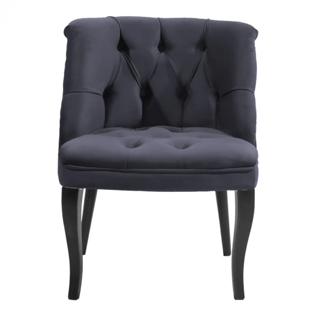 Πολυθρόνα Loreta pakoworld βελούδο ανθρακί με μαύρα πόδια 55x57x78εκ