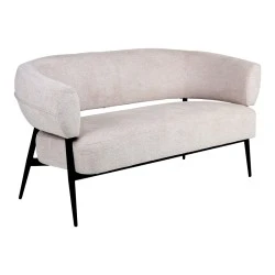 Luvina pakoworld 2seater sofa cream fabric with black metal leg 145x71x73cm