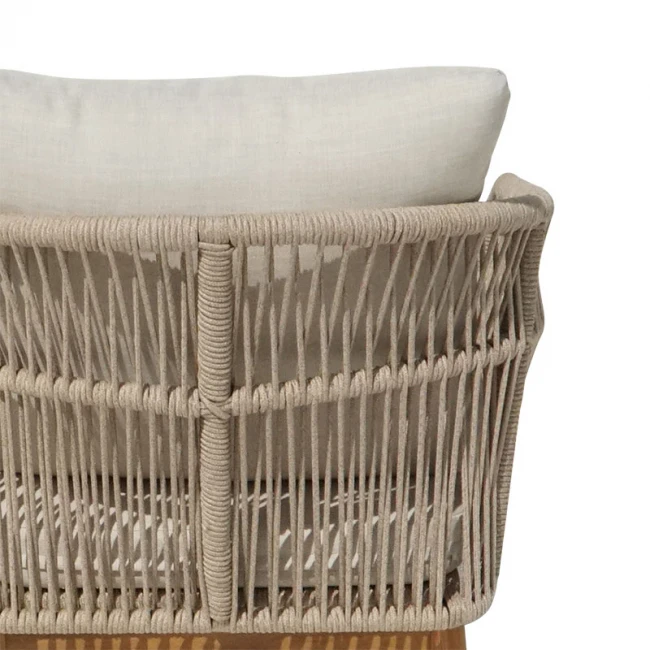 Πολυθρόνα Macrena pakoworld μασίφ ξύλο ακακίας-ύφασμα σε φυσική-μπεζ απόχρωση 65x72x78εκ