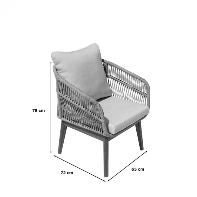 Πολυθρόνα Macrena pakoworld μασίφ ξύλο ακακίας-ύφασμα σε φυσική-μπεζ απόχρωση 65x72x78εκ